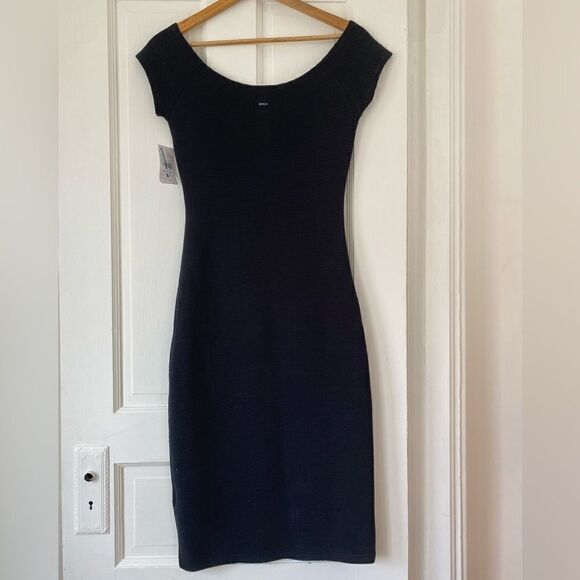 NWT RCVA Black Fitted Midi Dress - Picture 5 of 12